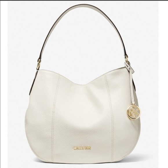 Michael Kors Brooke Large Hobo Shoulder Bag Ivory Leather - Picture 1 of 7